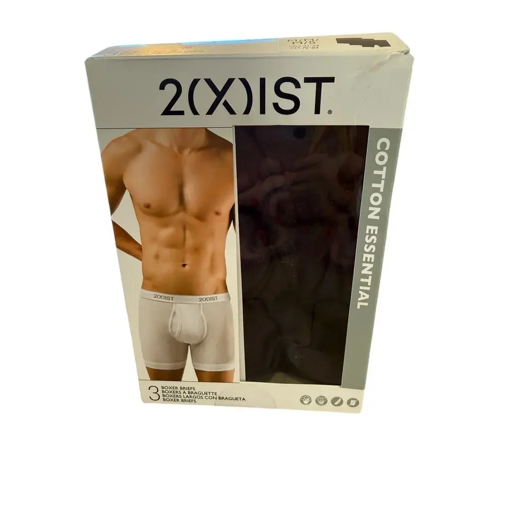 2(x)ist Men's Black Cotton Essential Boxer Briefs Underwear Size M 3-Pack